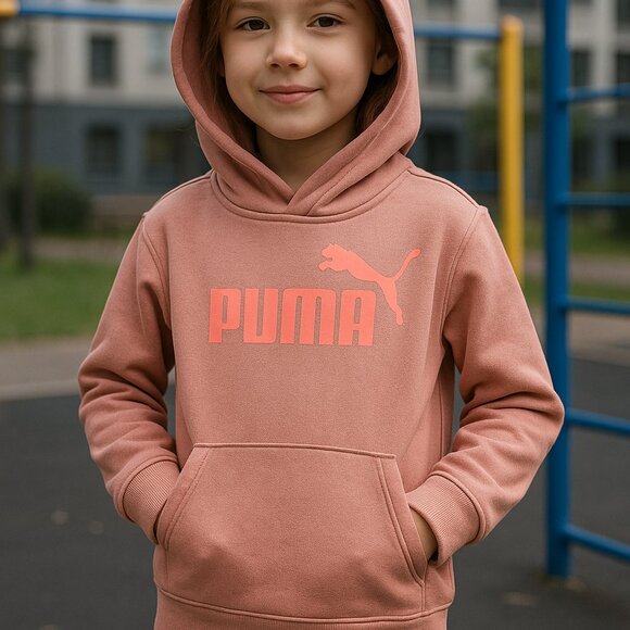 Athleisure Logo Hoodie Pink Puma Kids Medium (8–10) - Picture 1 of 5